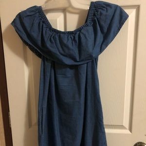 Jean dress off the shoulders
